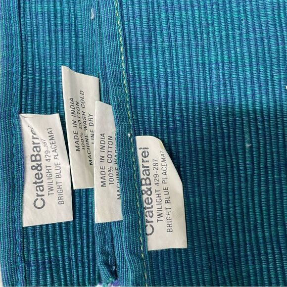 Crate & Barrel twilight blue royal teal woven placemat set of 4 reversible - Picture 5 of 6